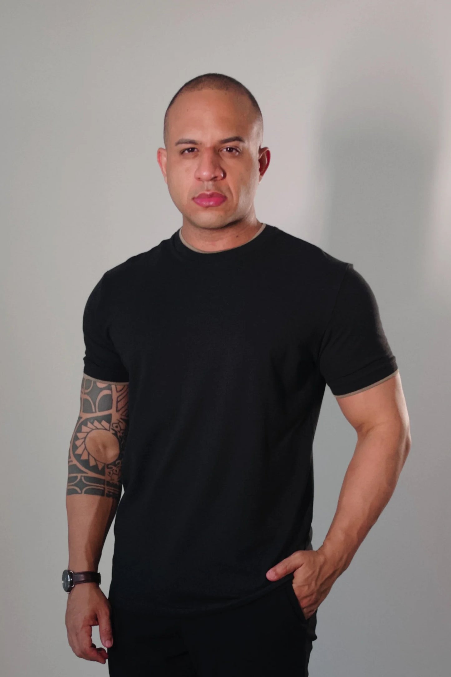 Camiseta Preta/Khaki Piquê Premium D’Grife