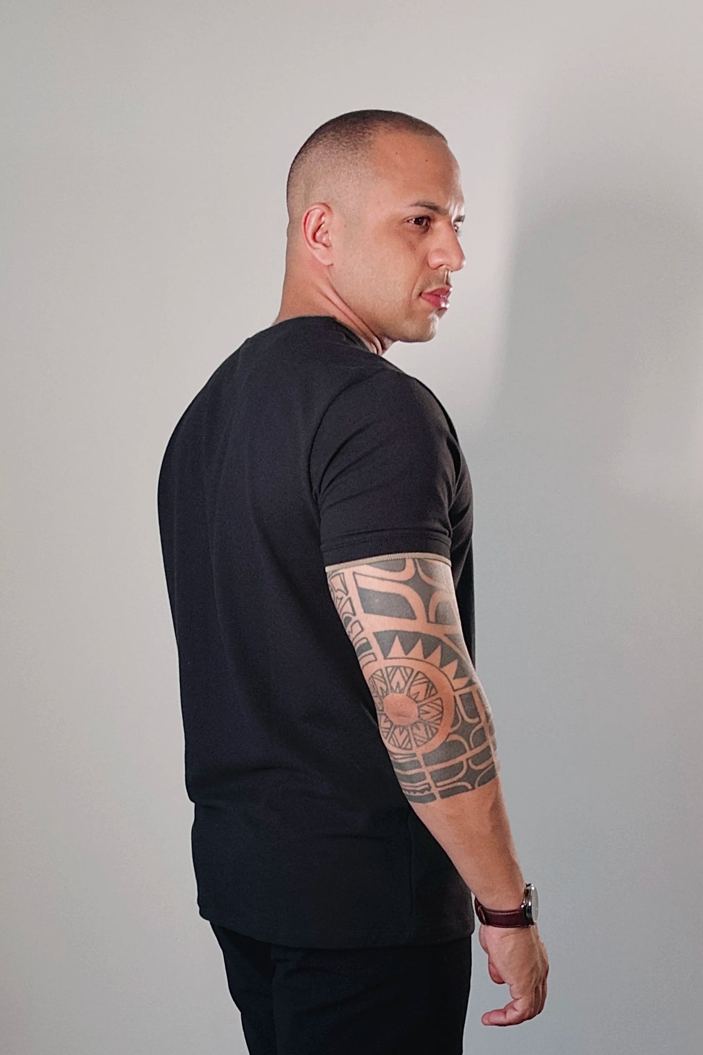 Camiseta Preta/Khaki Piquê Premium D’Grife