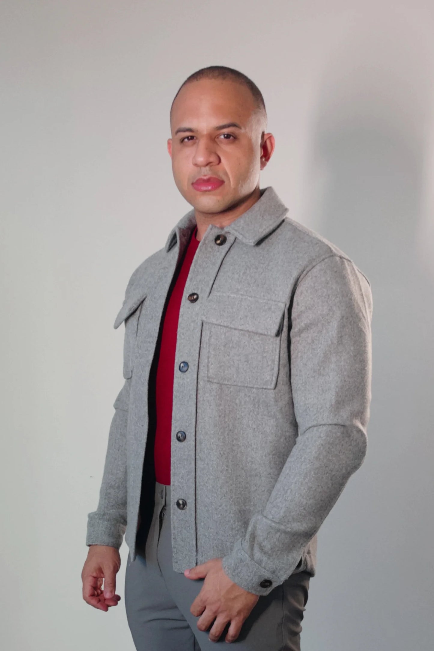 Jaqueta Overshirt Masculina Cinza Mescla Premium D’Grife