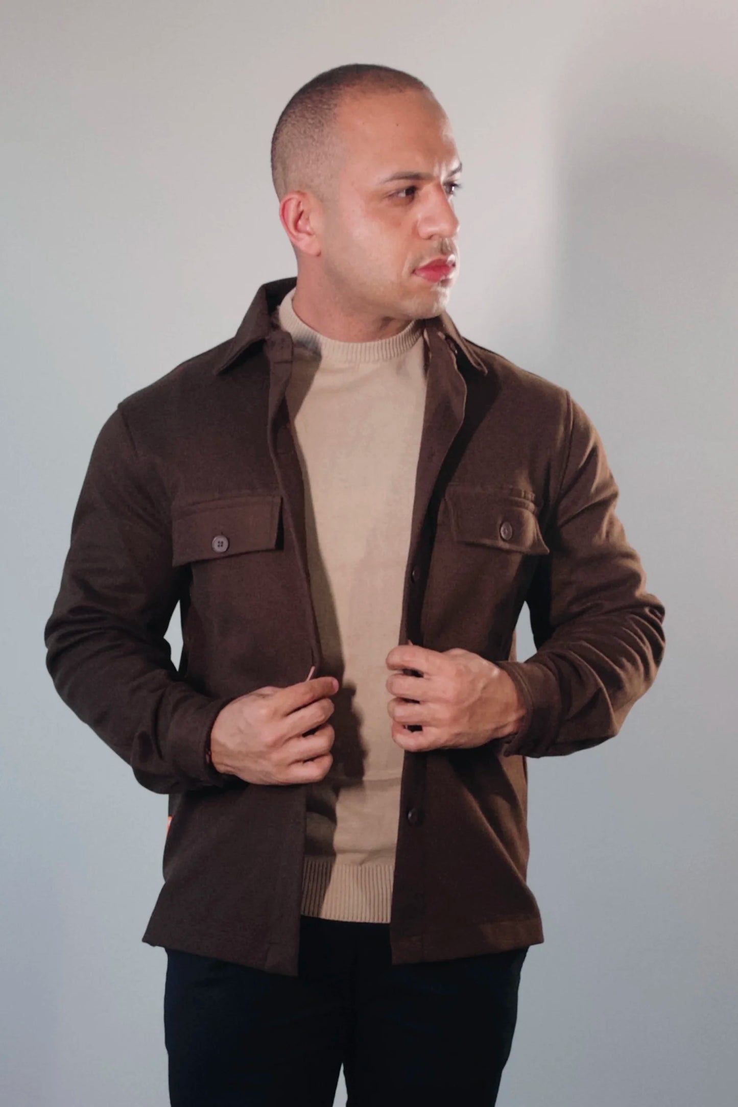 Jaqueta Overshirt Masculina Marrom Premium Inverno D’Grife