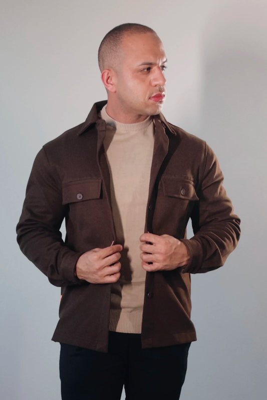 Jaqueta Overshirt Masculina Marrom Premium Inverno D’Grife