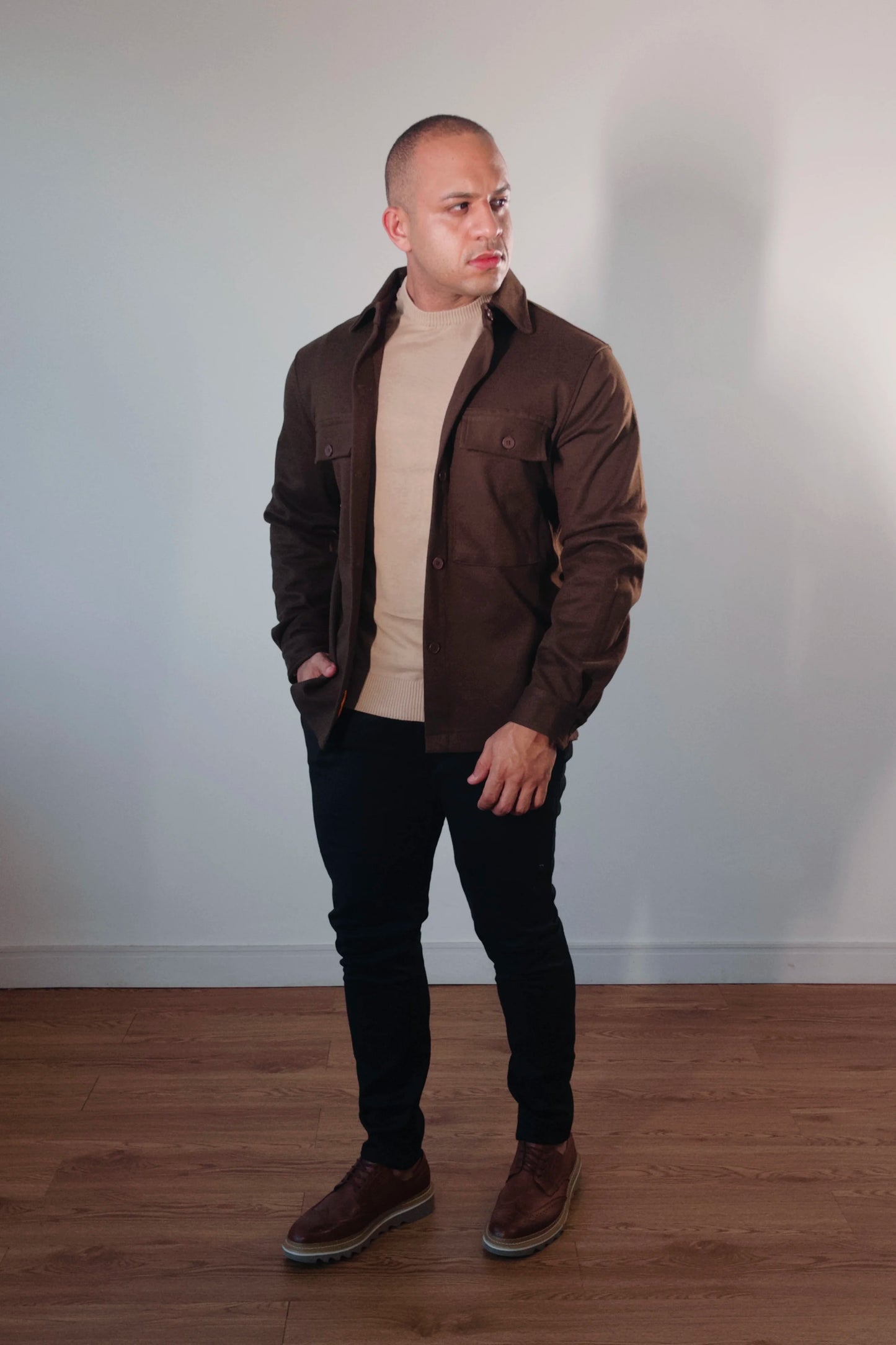 Jaqueta Overshirt Masculina Marrom Premium Inverno D’Grife