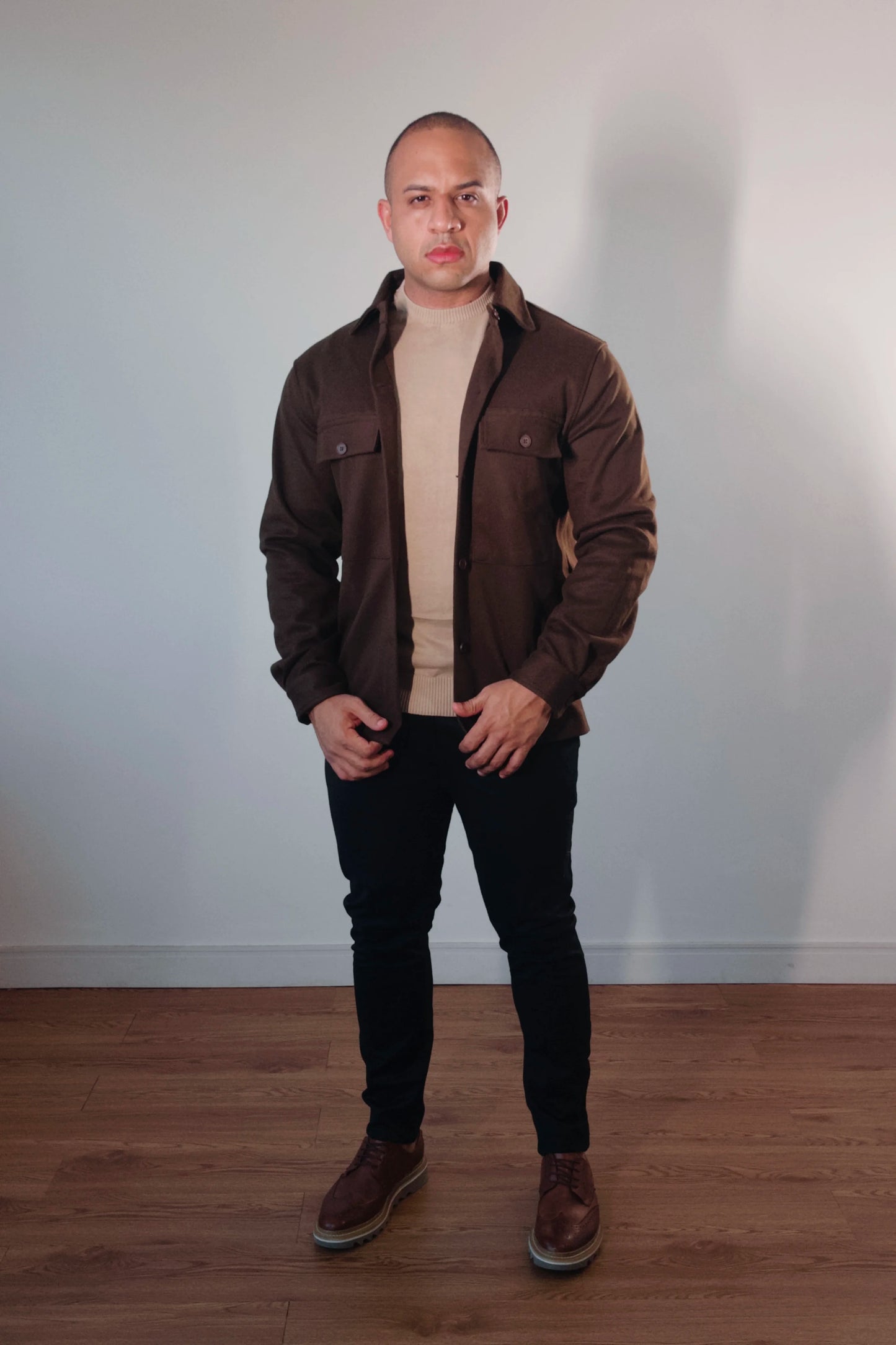 Jaqueta Overshirt Masculina Marrom Premium Inverno D’Grife