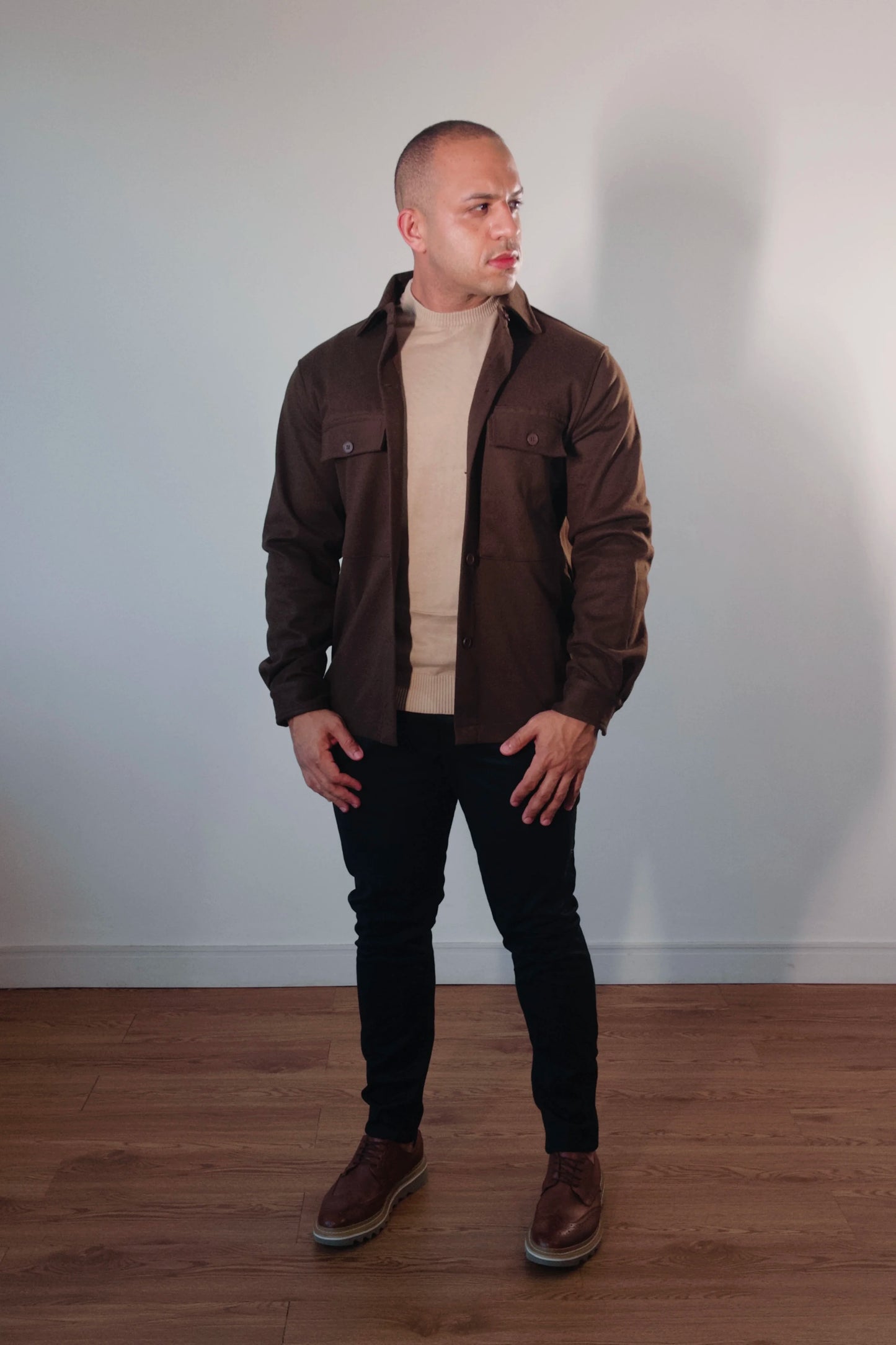 Jaqueta Overshirt Masculina Marrom Premium Inverno D’Grife