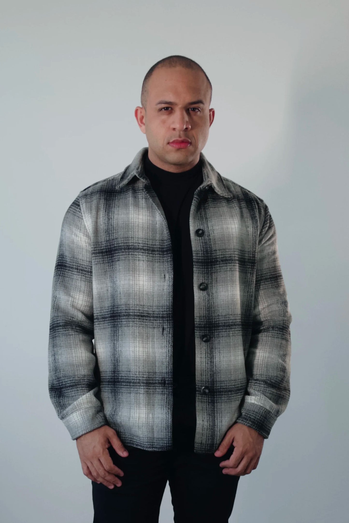 Jaqueta Overshirt Masculina Xadrez Cinza Premium D’Grife