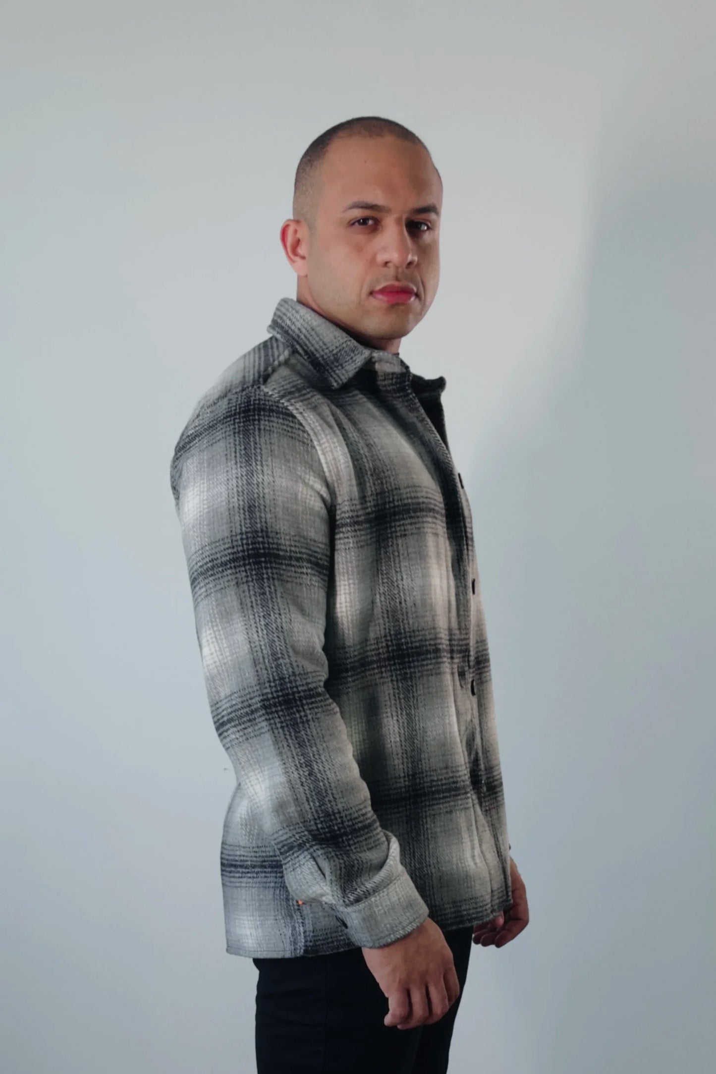 Jaqueta Overshirt Masculina Xadrez Cinza Premium D’Grife