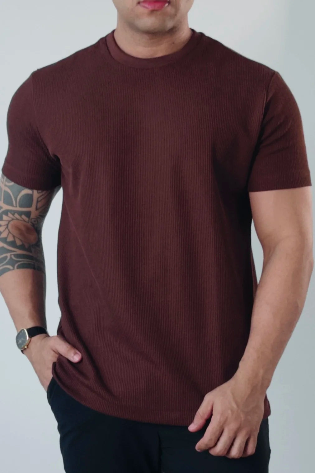 Camiseta Masculina Premium Tricot Canelado Marrom D’Grife