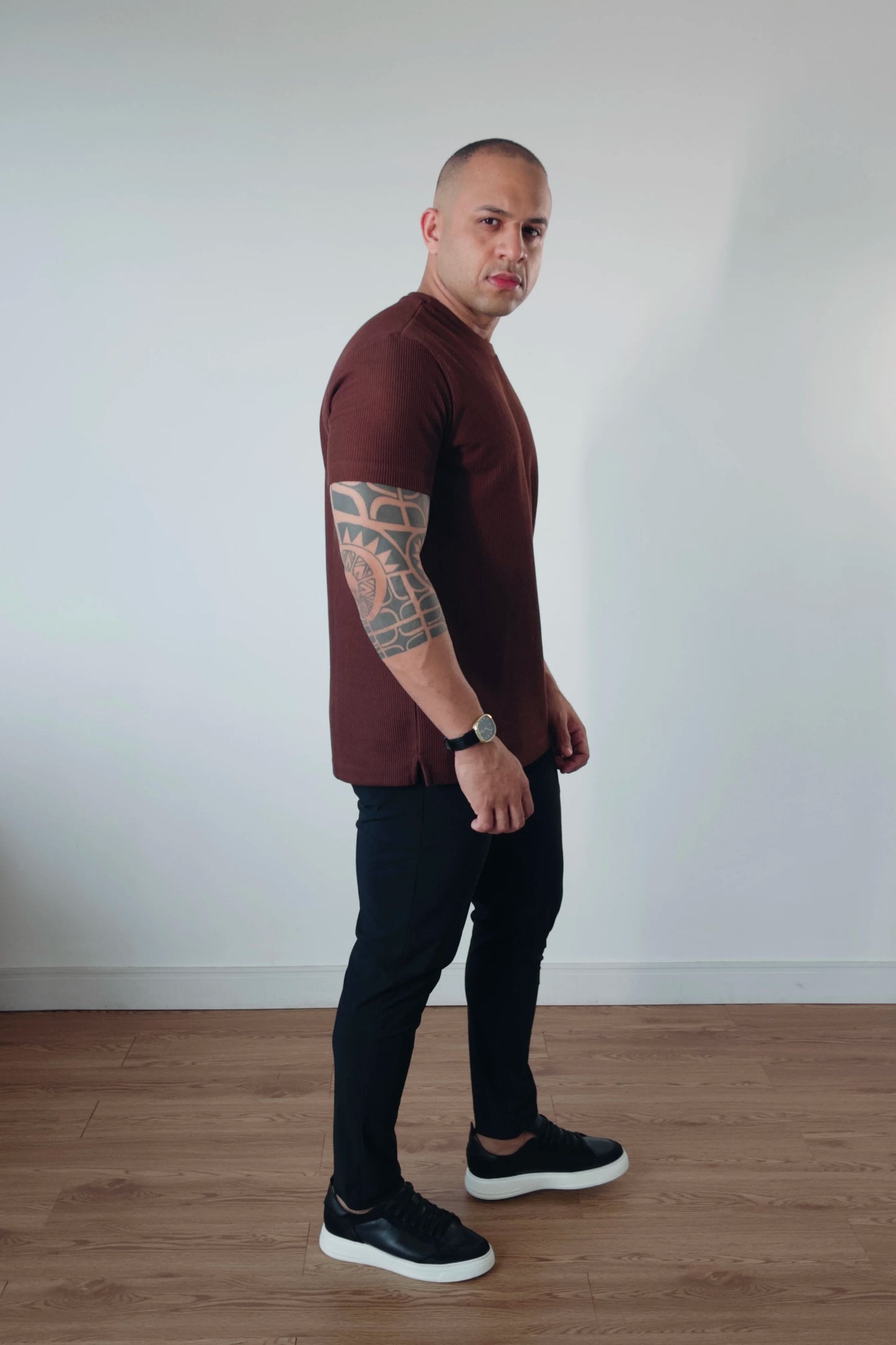 Camiseta Masculina Premium Tricot Canelado Marrom D’Grife