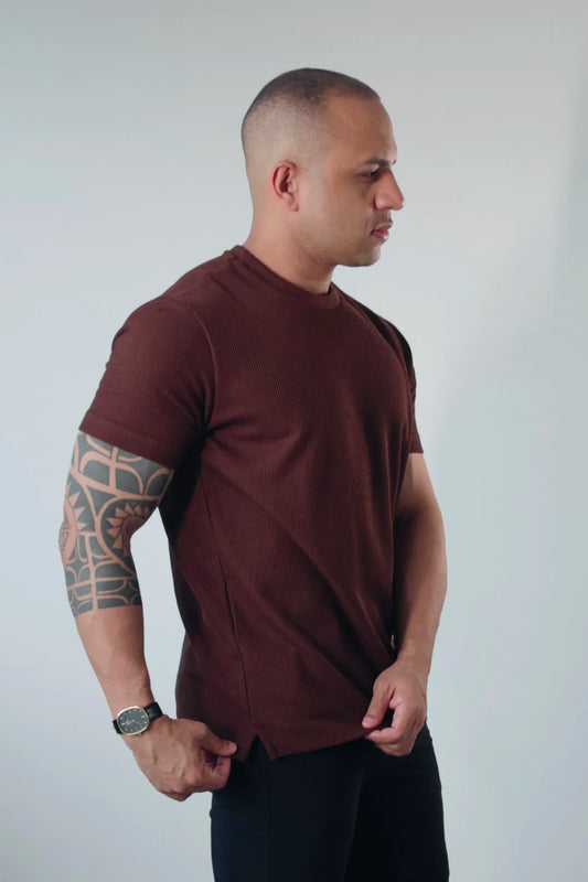 Camiseta Masculina Premium Tricot Canelado Marrom D’Grife