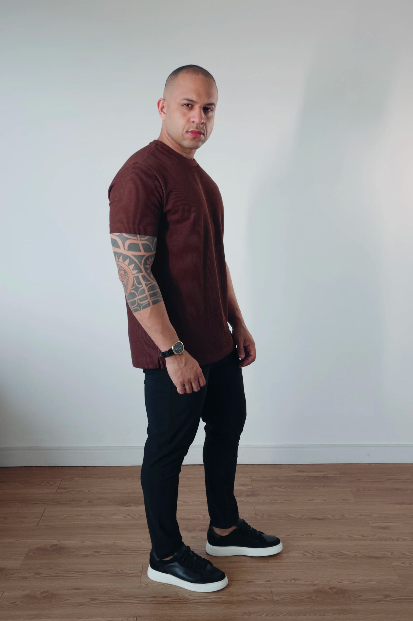 Camiseta Masculina Premium Tricot Canelado Marrom D’Grife