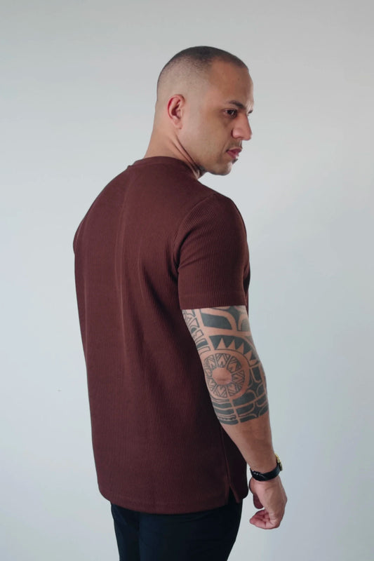 Camiseta Masculina Premium Tricot Canelado Marrom D’Grife