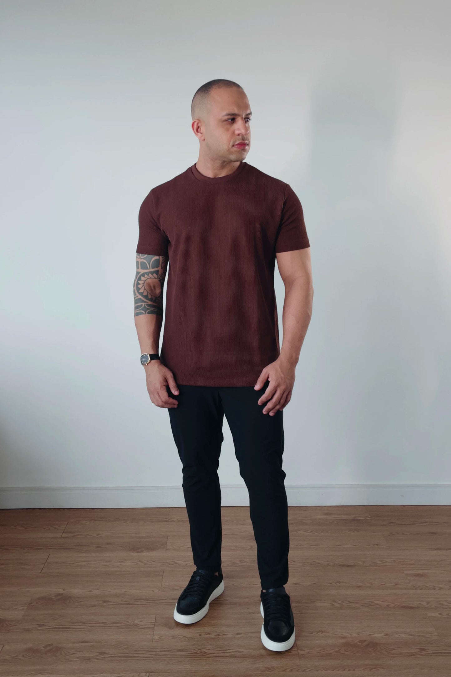 Camiseta Masculina Premium Tricot Canelado Marrom D’Grife