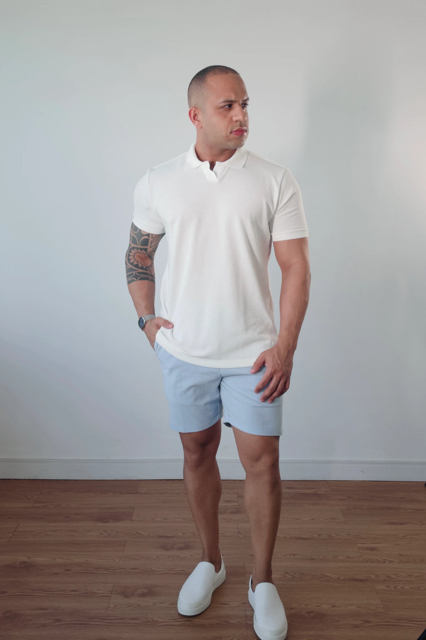 Polo Italiana Tricot Vintage Premium Branca Masculina D’Grife