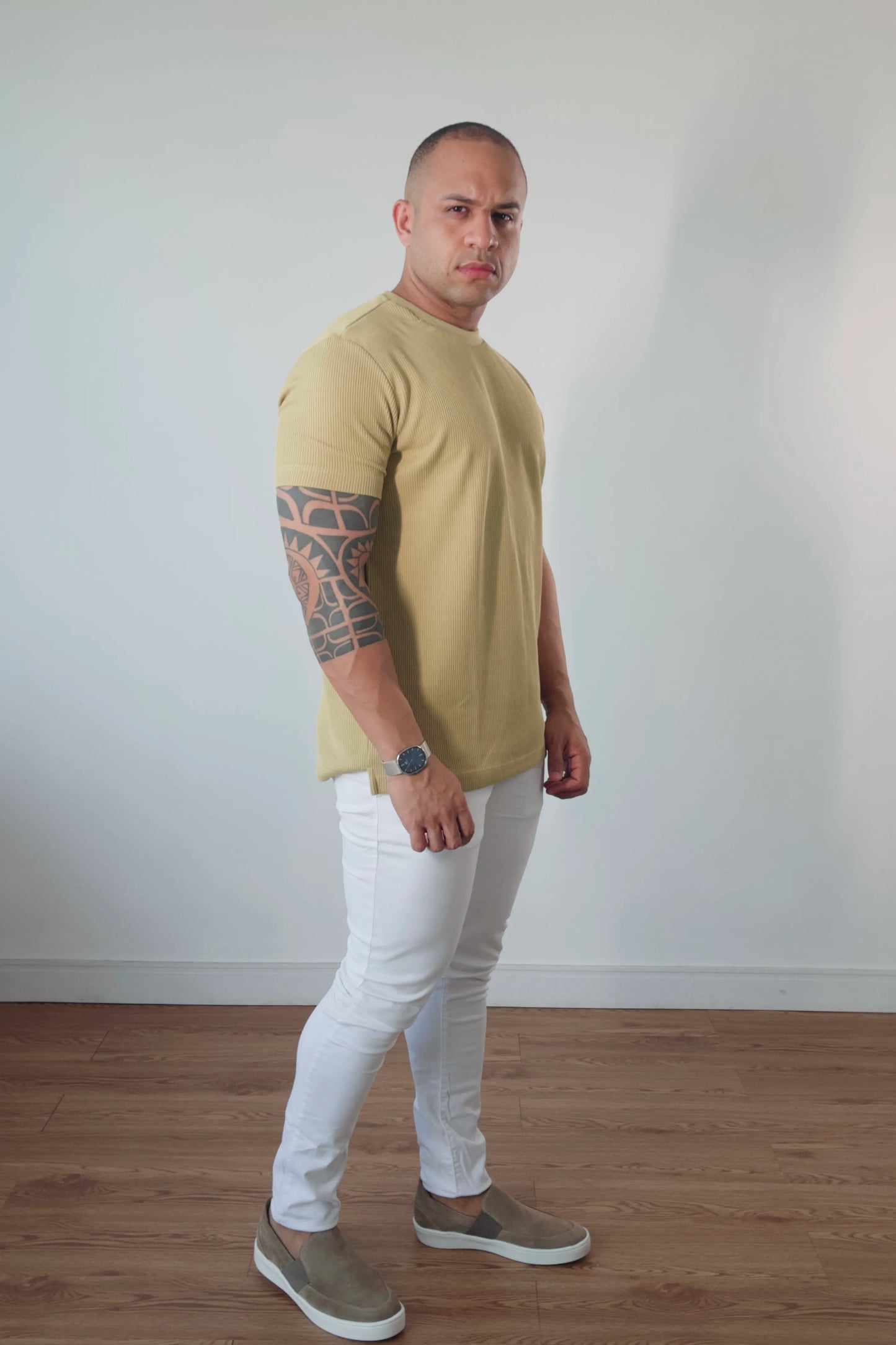 Camiseta Masculina Premium Tricot Canelado Ocre D’Grife