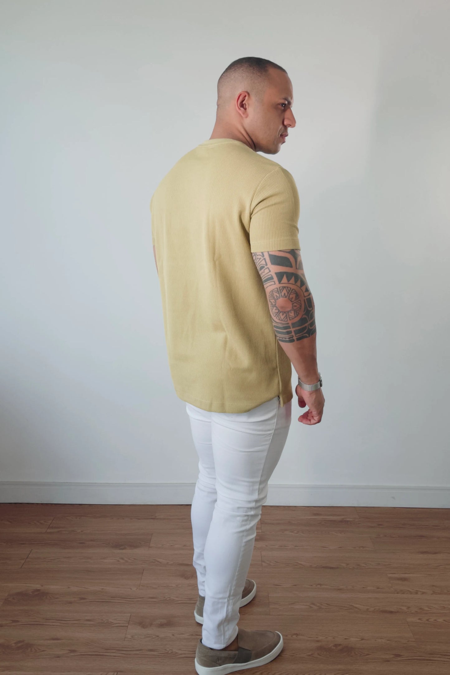 Camiseta Masculina Premium Tricot Canelado Ocre D’Grife