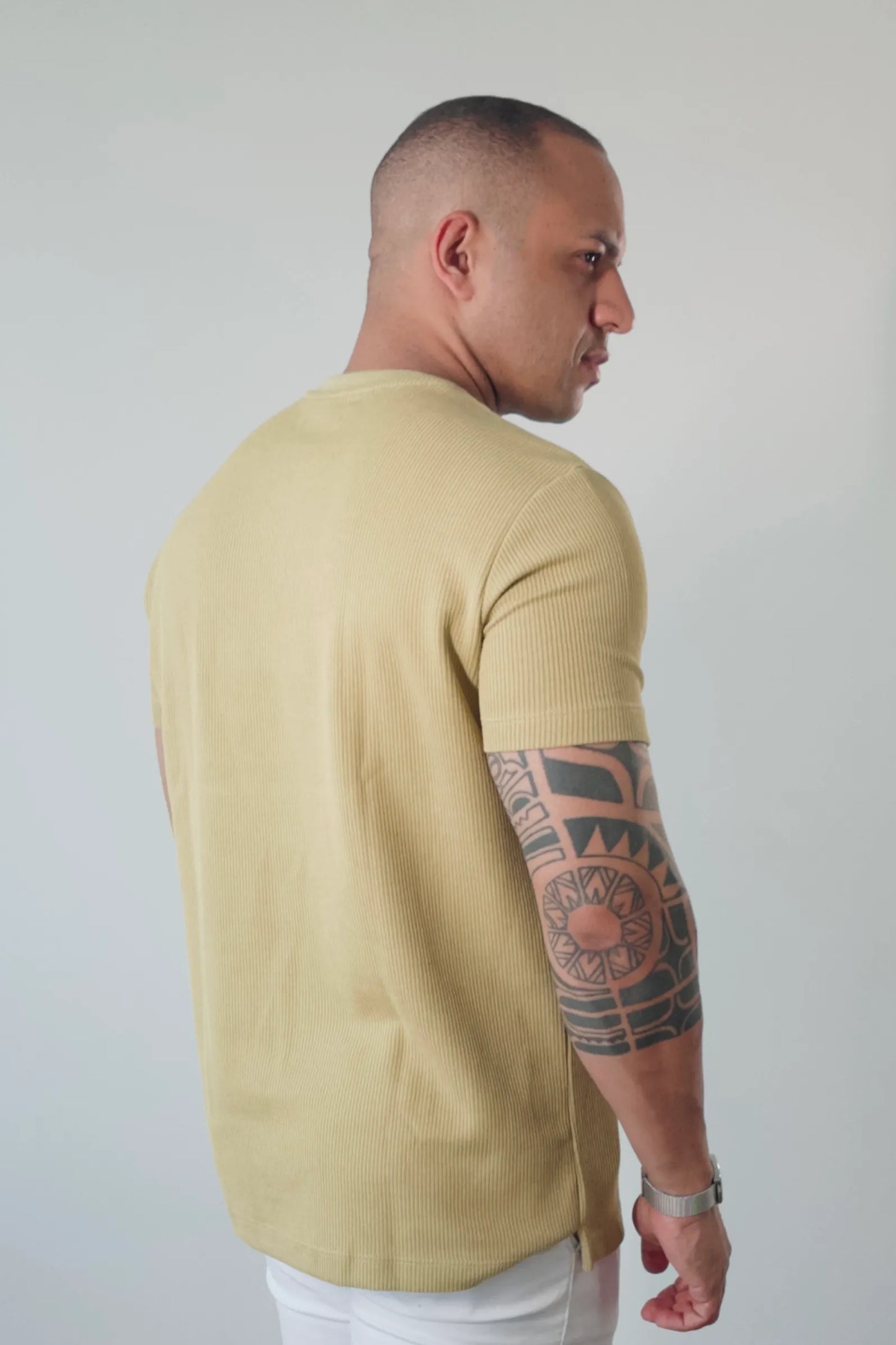 Camiseta Masculina Premium Tricot Canelado Ocre D’Grife