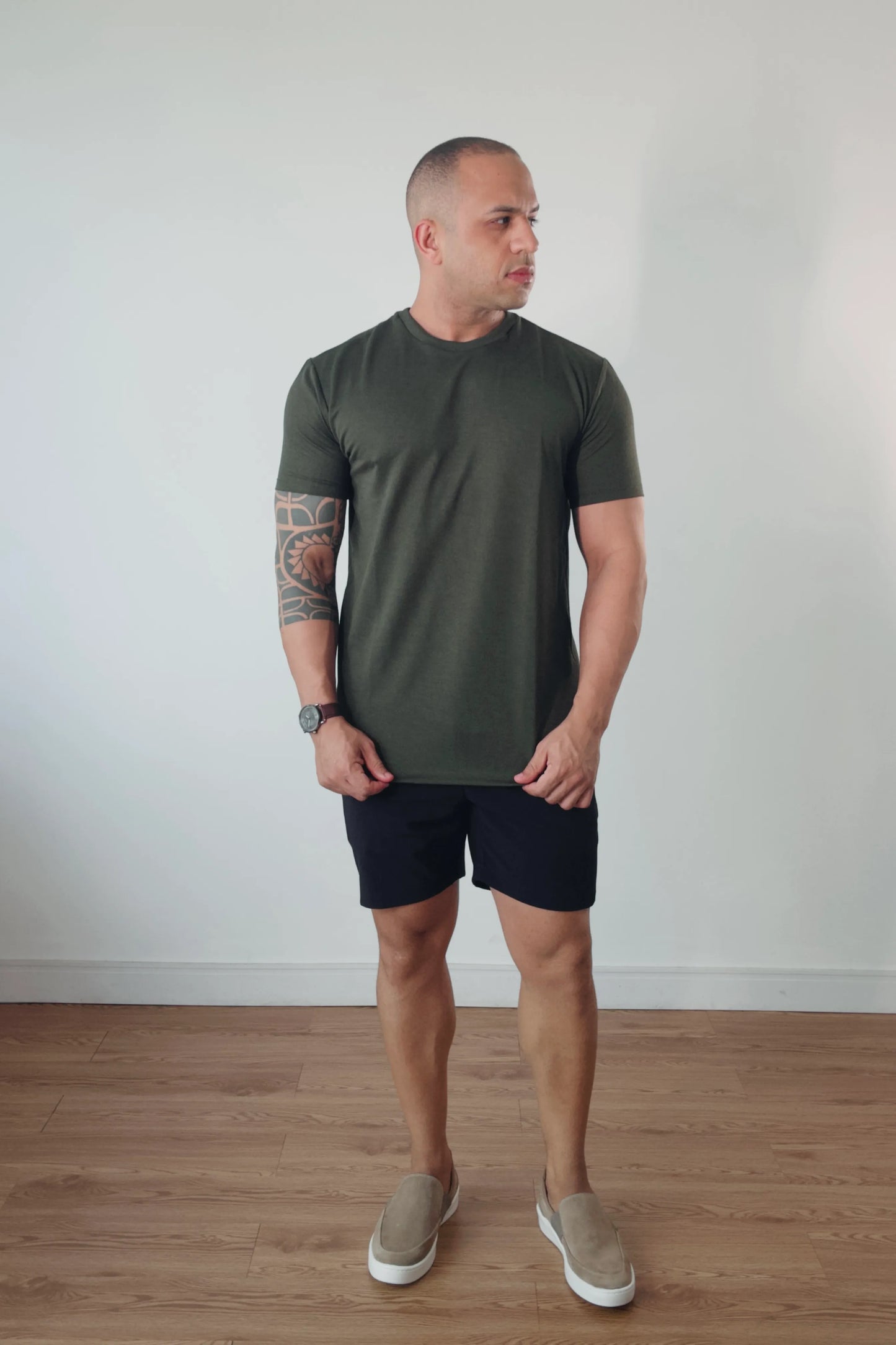 Camiseta Premium Masculina Soft Melange Verde Militar