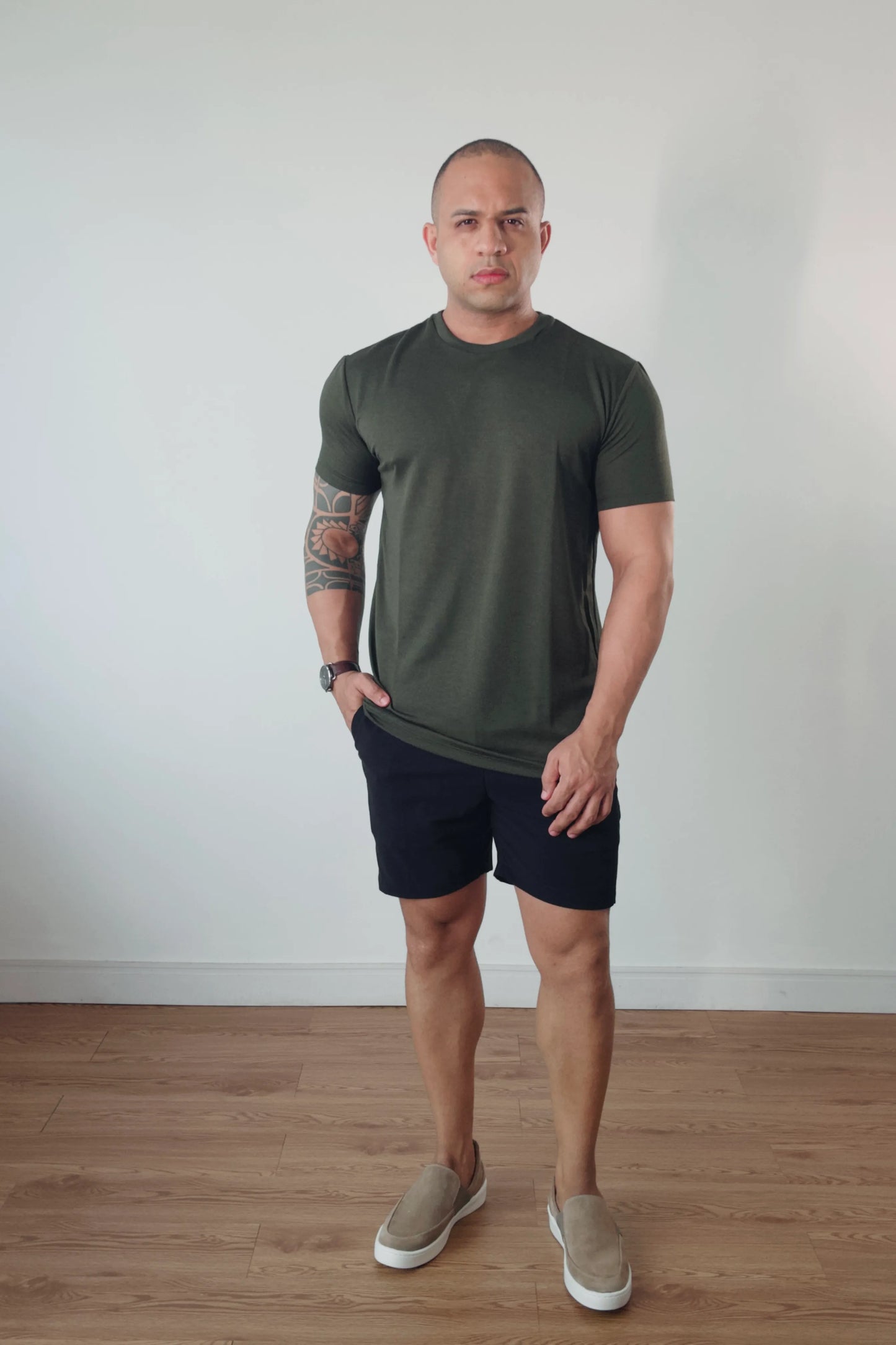 Camiseta Premium Masculina Soft Melange Verde Militar