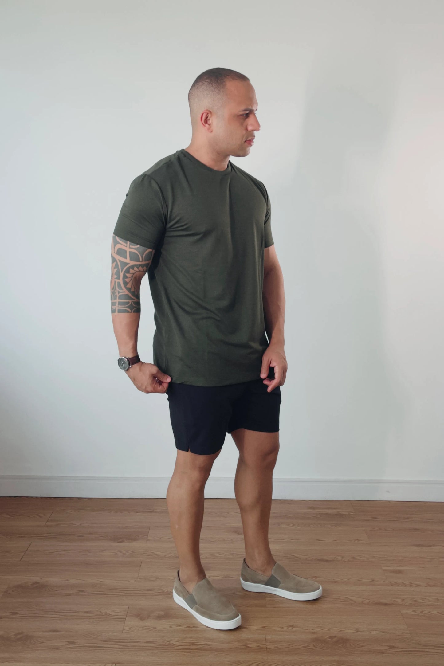 Camiseta Premium Masculina Soft Melange Verde Militar