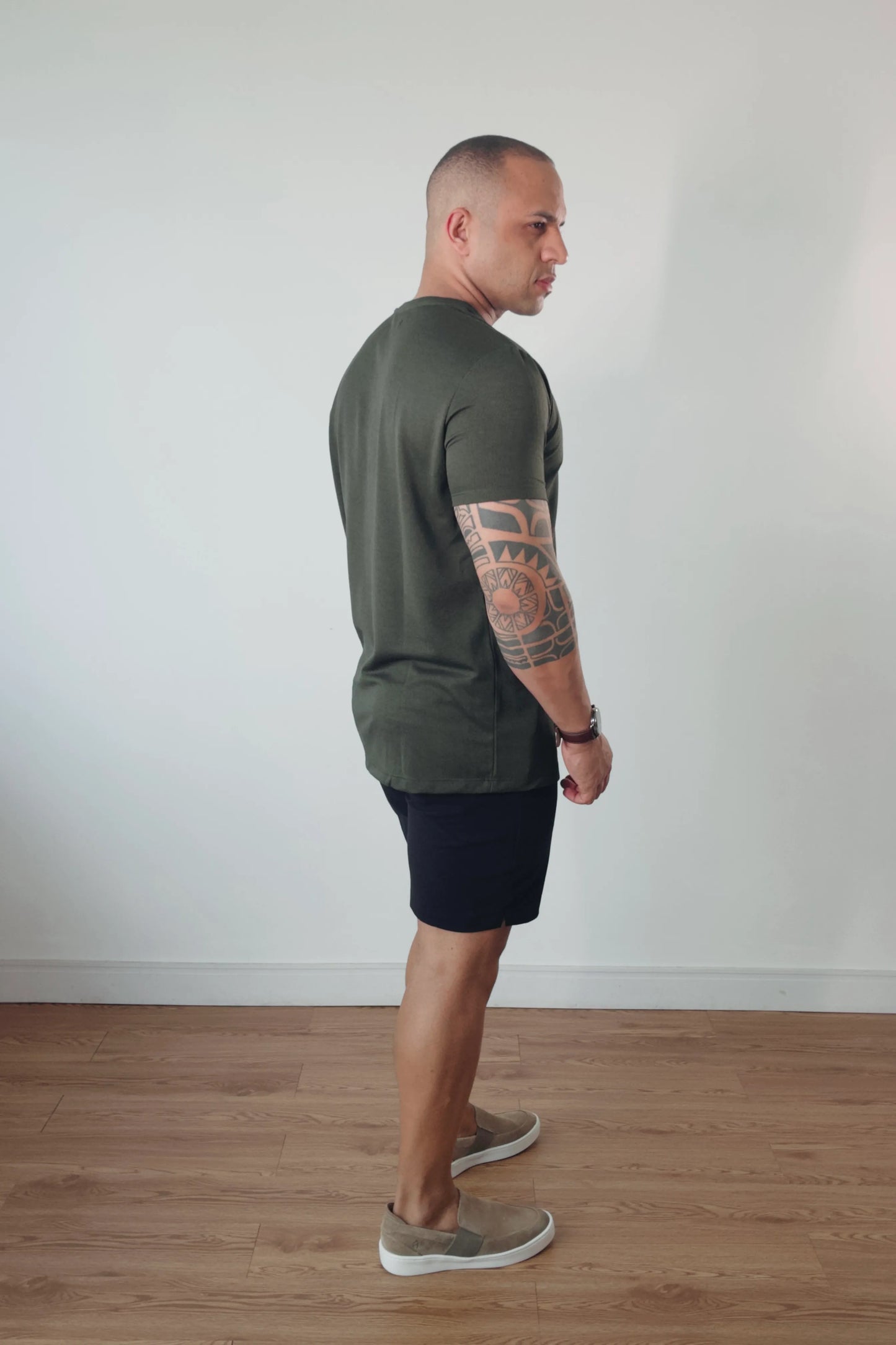 Camiseta Premium Masculina Soft Melange Verde Militar