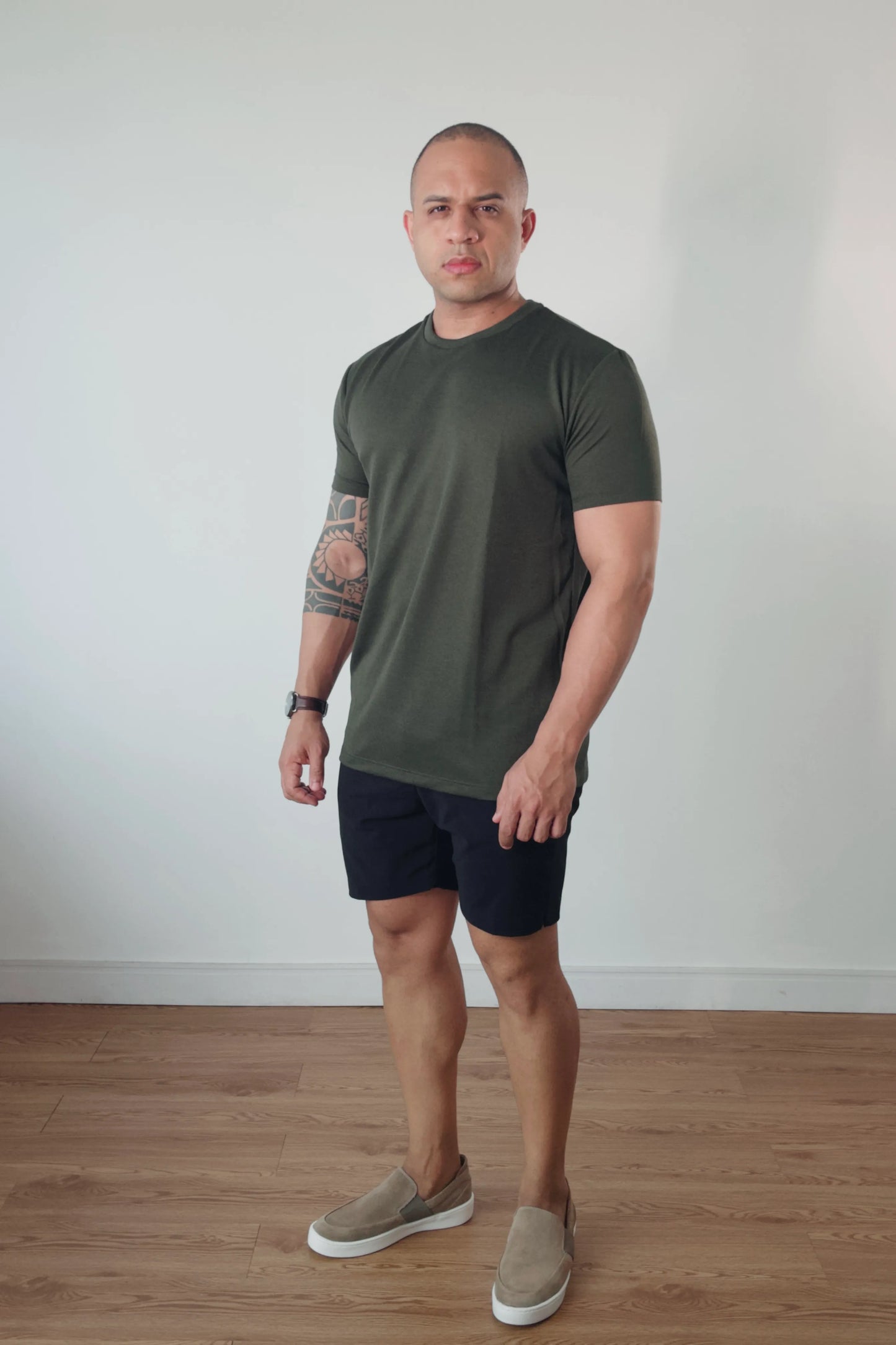 Camiseta Premium Masculina Soft Melange Verde Militar