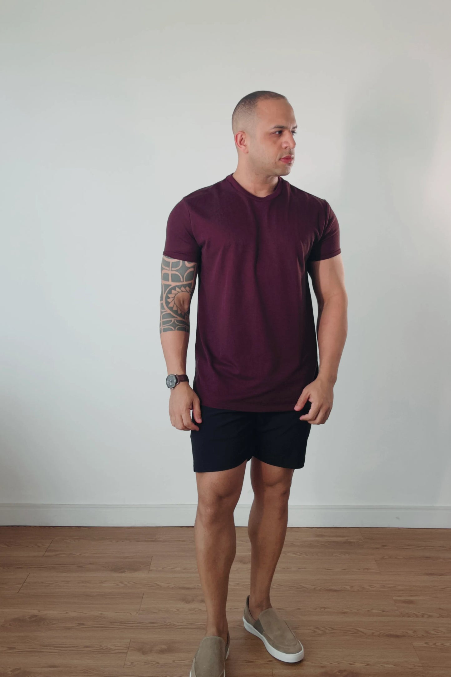 Camiseta Premium Masculina Soft Melange Vinho Bordô