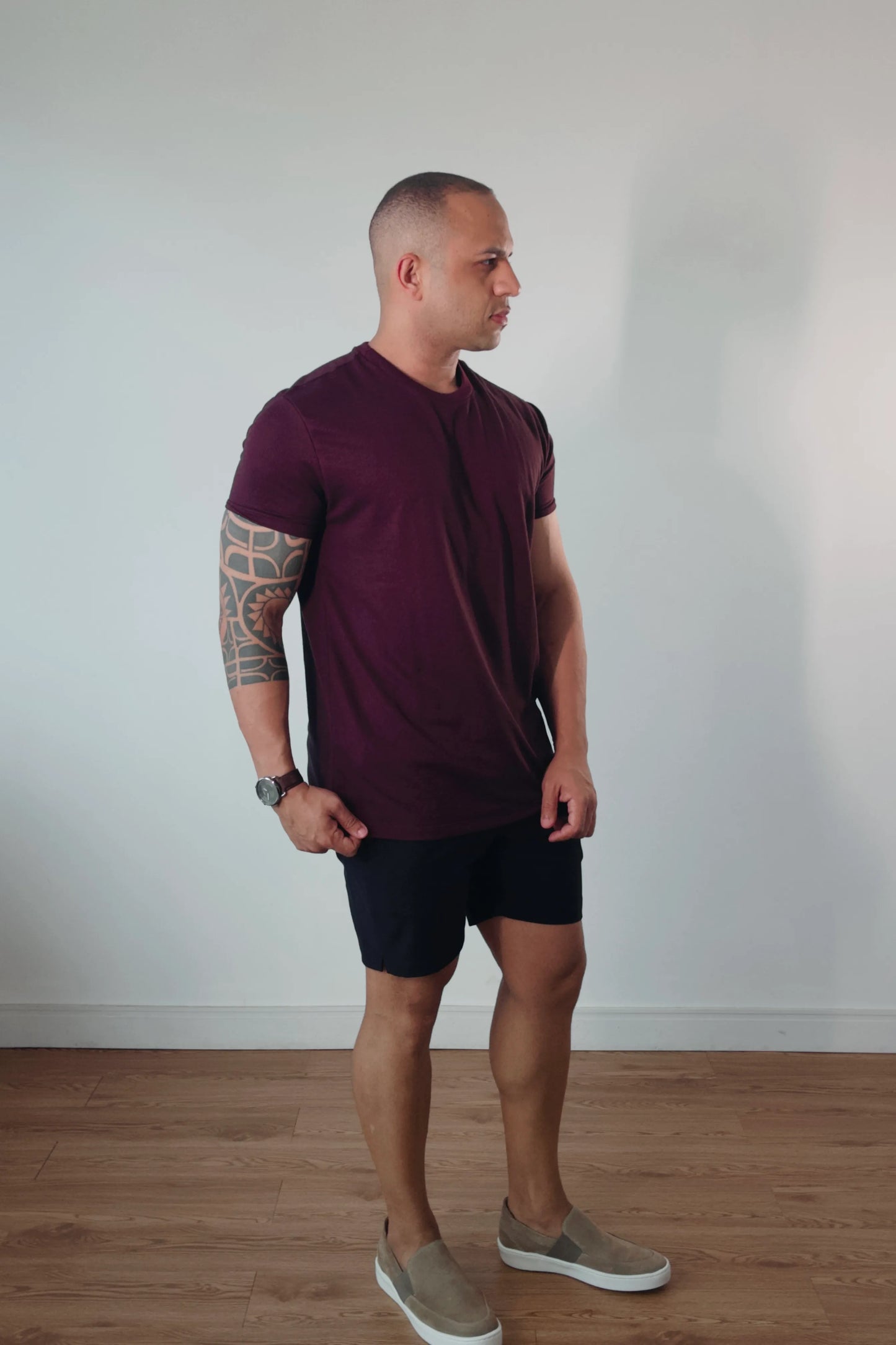 Camiseta Premium Masculina Soft Melange Vinho Bordô