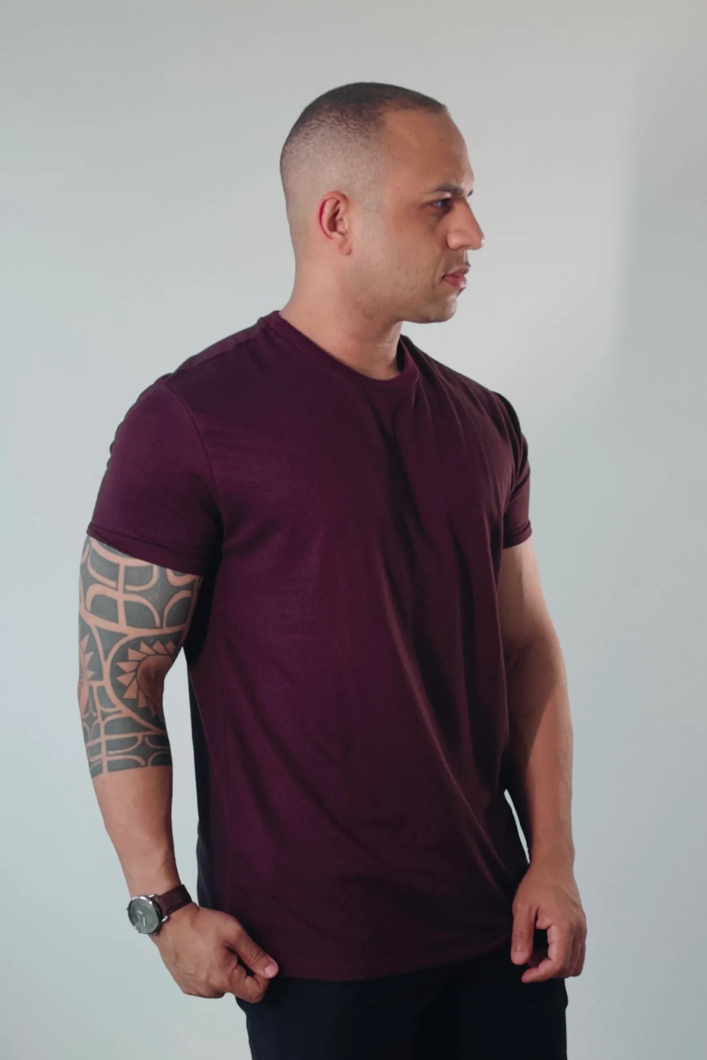 Camiseta Premium Masculina Soft Melange Vinho Bordô