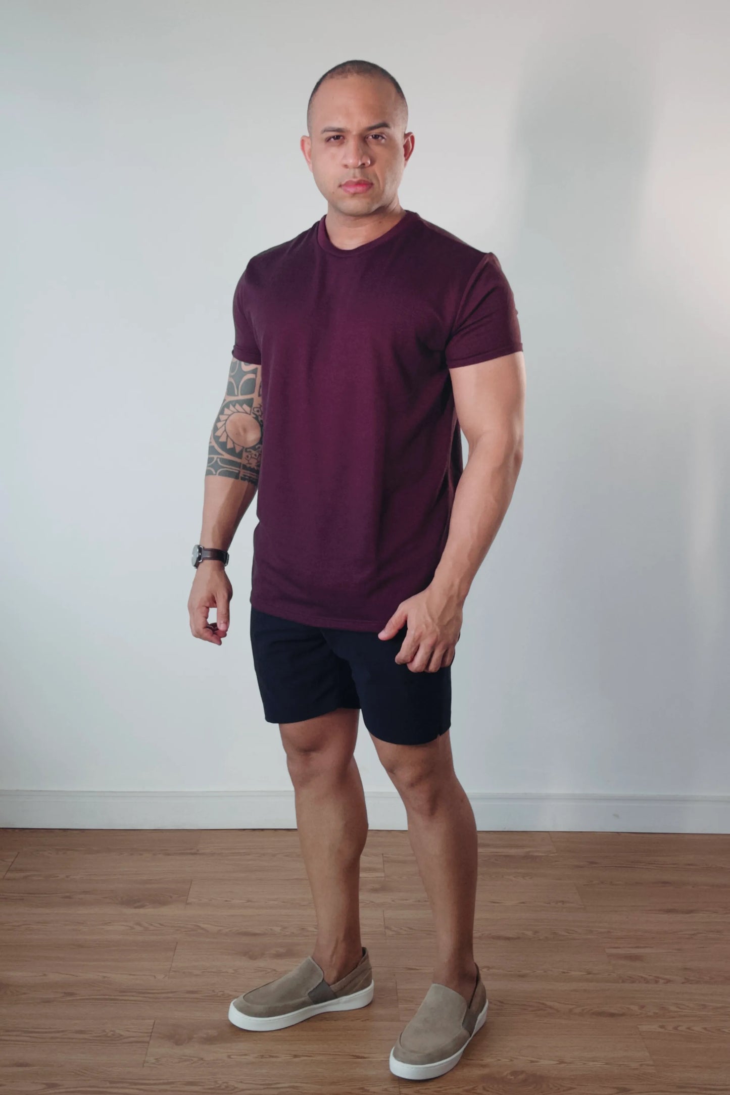 Camiseta Premium Masculina Soft Melange Vinho Bordô