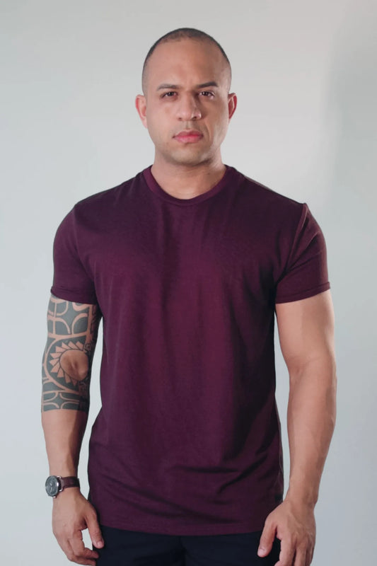 Camiseta Premium Masculina Soft Melange Vinho Bordô