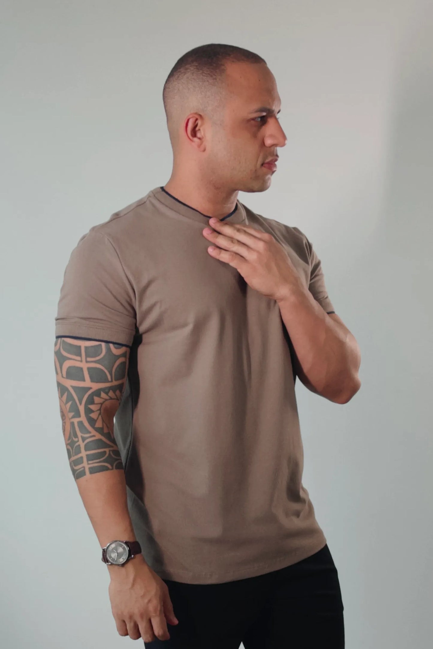 Camiseta Khaki/Marinho Piquê Premium D’Grife