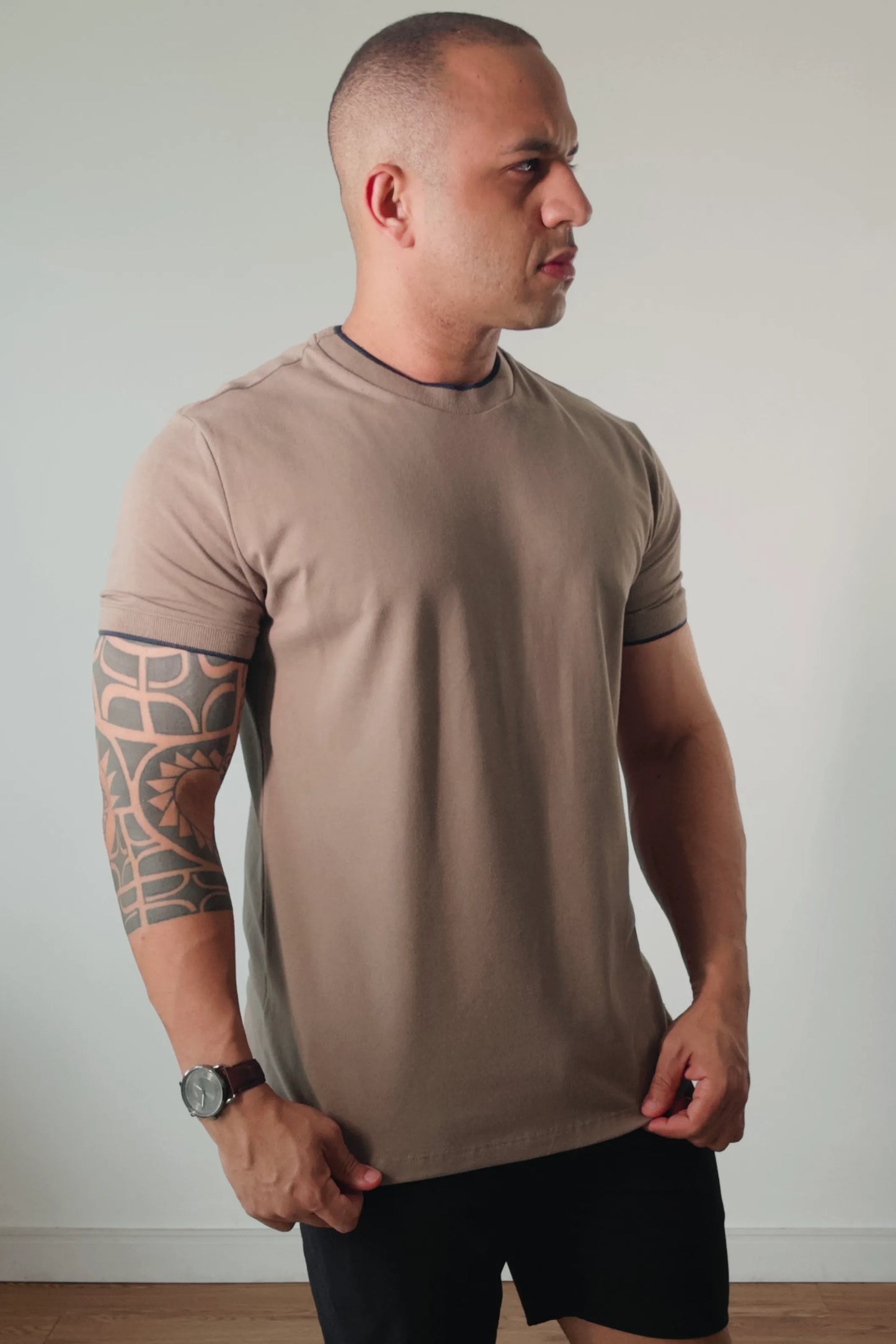 Camiseta Khaki/Marinho Piquê Premium D’Grife