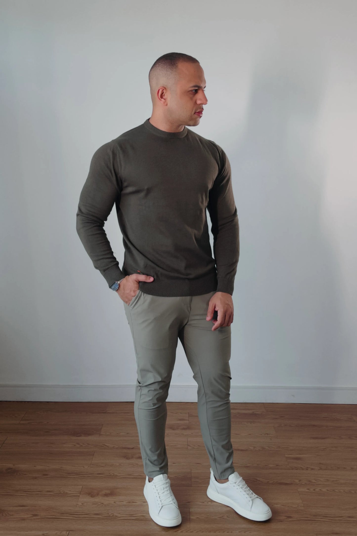 Suéter Masculino Premium Texture Verde Militar