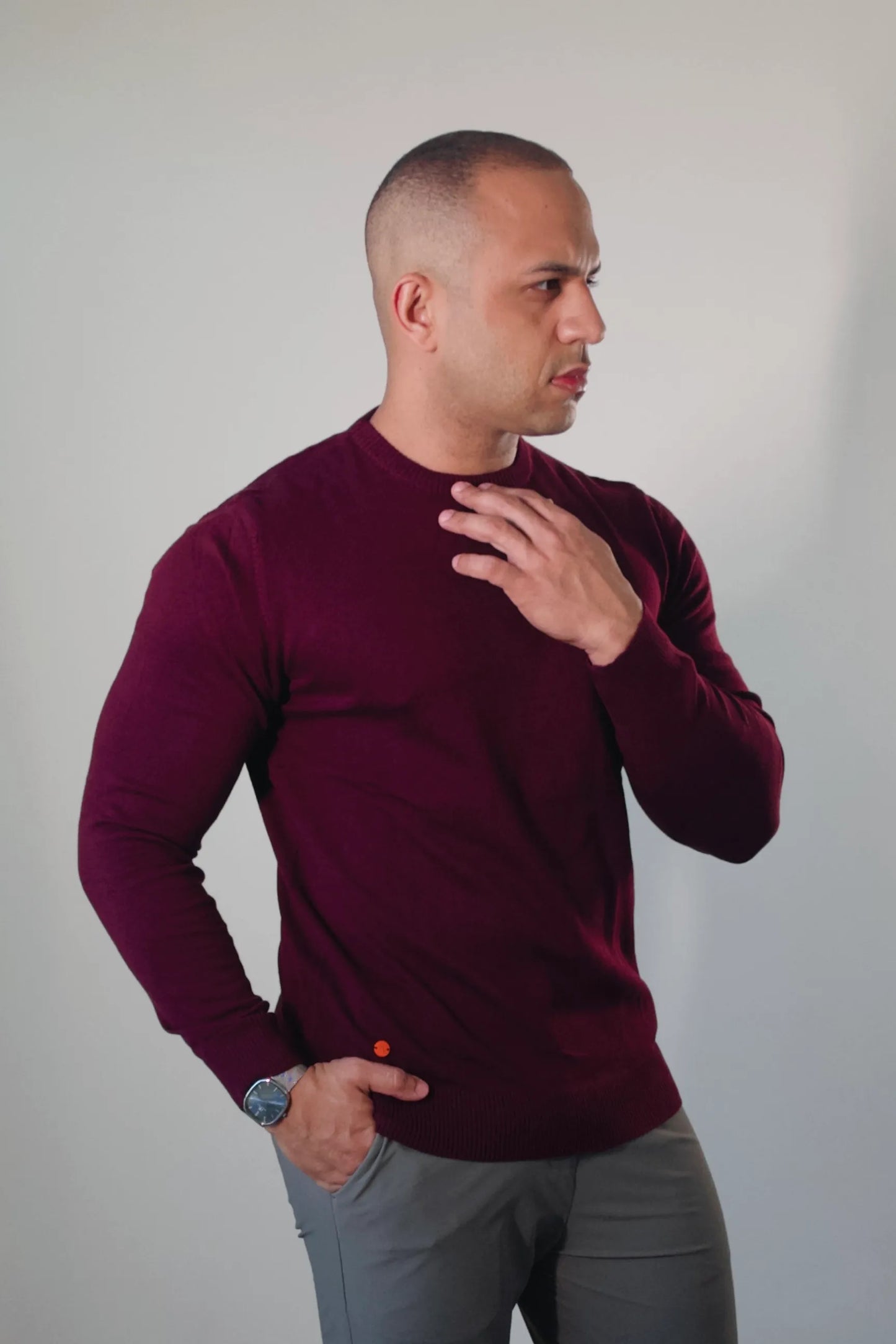Suéter Masculino Premium Texture Vinho Bordô