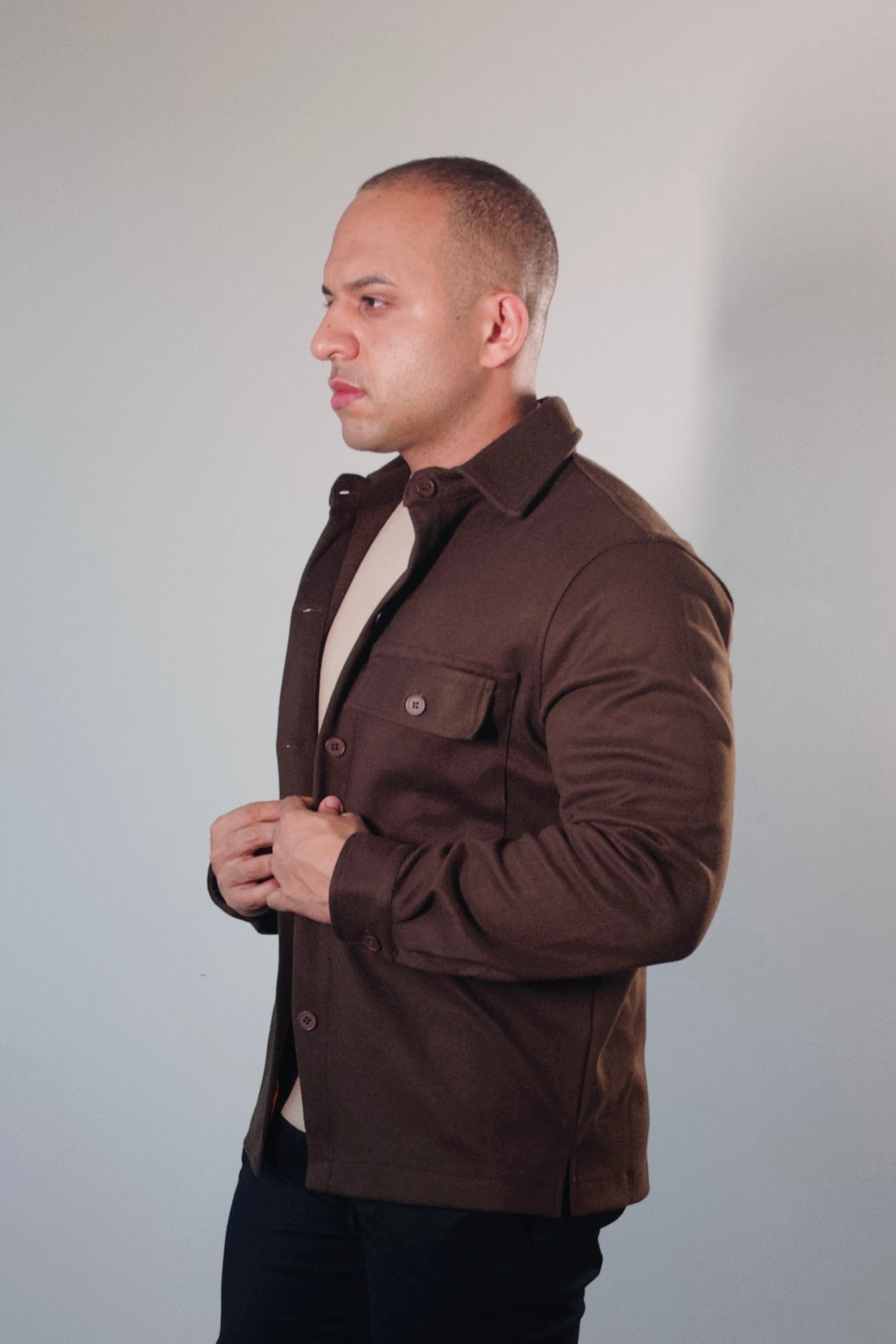 Jaqueta Overshirt Masculina Marrom Premium Inverno D’Grife