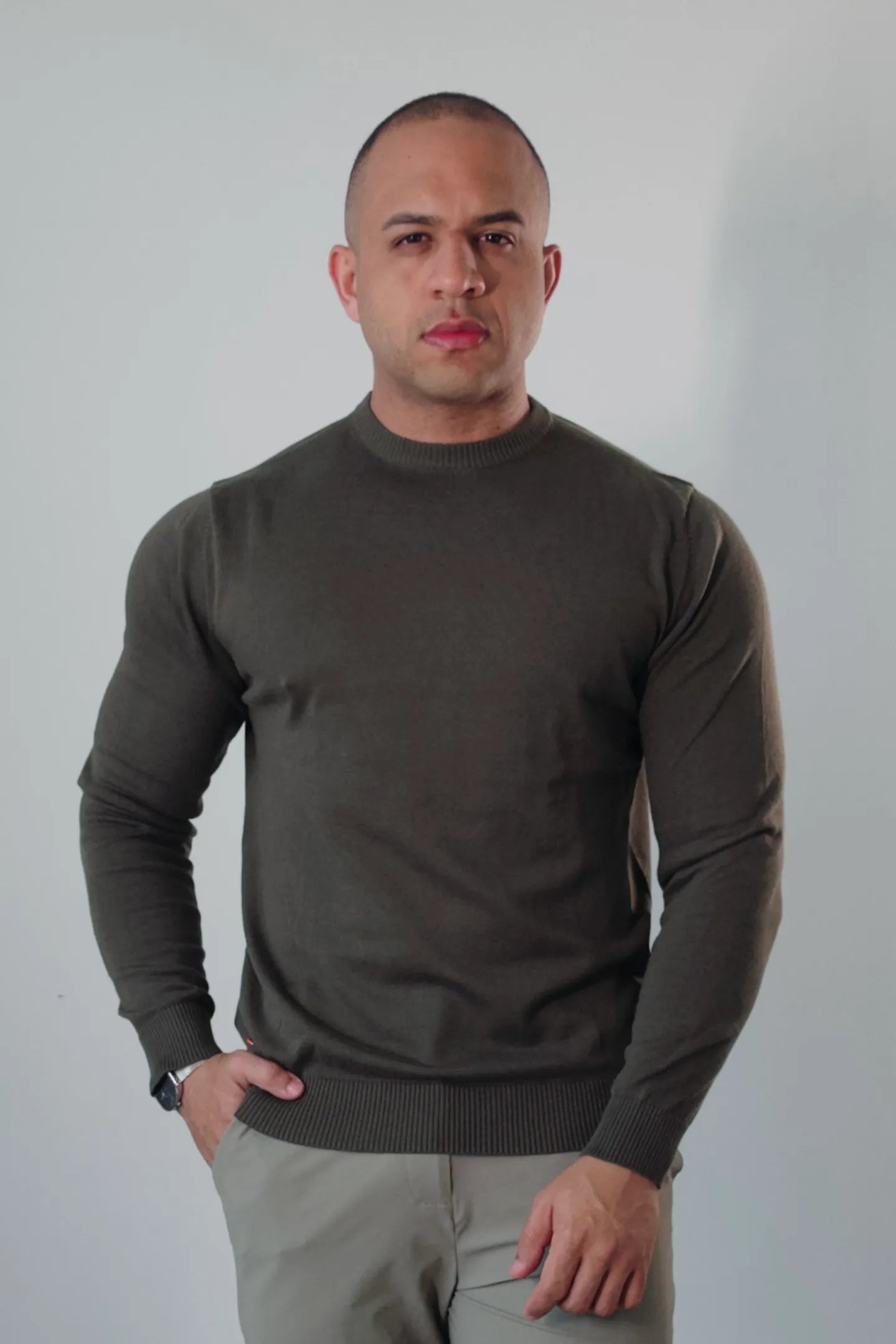 Suéter Masculino Premium Texture Verde Militar